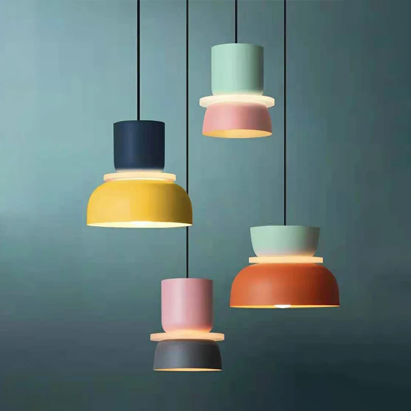 Nordic LED Pendant Light Macaron Minimalist Hanging Lamps For Ceiling Be... - $71.75+