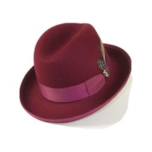 Men Bruno Capelo Dress Hat Australian Wool Homburg Godfather GF104 Burgundy image 2