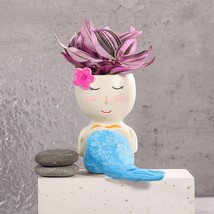 1PC DIY Beauty Flower Pot of Fish Shape, Face Mermaid Flower Pot for Kids - £31.32 GBP