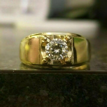 Uomo 1.60 KT Diamanti Finti Pinky Fascia 14K Placcato Oro Giallo Solitario Ring - £216.07 GBP