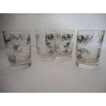 Vintage Lot of 4 Libbey Double shot glasses Black Gold Horseless Carriag... - $343.41 MXN