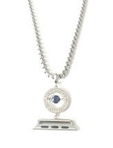 Bling Apple Watch Pendant Charm Adapter Blue Silver Box Chain Necklace A... - £70.72 GBP+