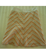 Laundry by Shelli Segal Orange White Brown Chevron Skirt Misses Size 2 - £13.39 GBP