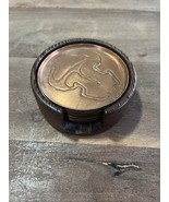 12 Vintage Copper Drink Costers in Wooden Base India 3.25” Diameter - €21,16 EUR