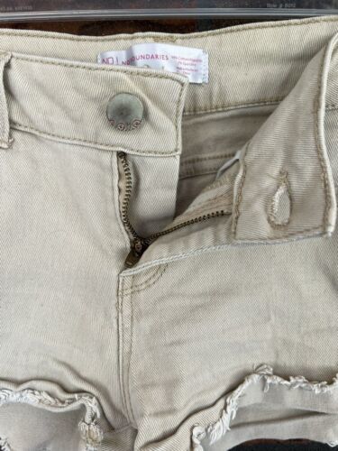 Primary image for Size 9 Khaki Denim Cut Off Shorts Stretch Daisy Duke Bottoms Shortie Zip Fly