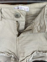 Size 9 Khaki Denim Cut Off Shorts Stretch Daisy Duke Bottoms Shortie Zip... - £5.32 GBP