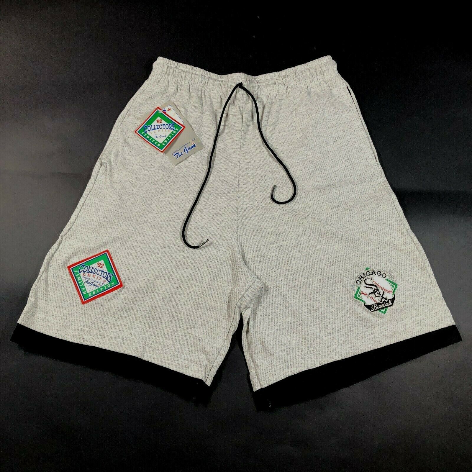 NEW Vintage Chicago White Sox Gym Shorts Mens L Gray Embroidered Cotton The Game - $21.04