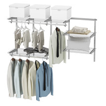 Custom Closet Organizer Kit 3 to 6 FT Wall-mounted Closet System w/Hang Rod Grey - £124.69 GBP