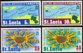 ZAYIX 1969 St. Lucia 249-252 MNH CARTIFA free trade association maps 072022S02M - £1.18 GBP
