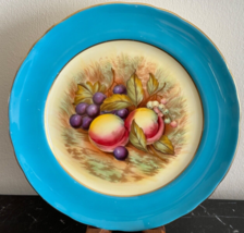 Aynsley Turquoise Orchard Fruit 8 1/4&quot; Plate Signed by D. Jones - £79.13 GBP