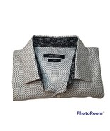Button Up Long Sleeve Barrel Cuff Dress Shirt Black White Men&#39;s Slim Fit LG - $444.39 MXN