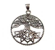 Handcrafted 925 Sterling Silver Celtic Knot Tree of Life Braided Wreath Pendant  - £28.34 GBP