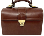 Vintage E Collection Elka Leather &quot;Lunchbox&quot; Handbag Brown - $28.49