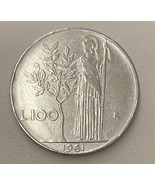 1961 L.100 Italian Coin Lira Repvbbica Italiana - $72.19 MXN