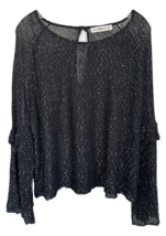 Zara Knit Collection Women&#39;s Blouse Flounce Sleeve Boat Neck Shiny Sheer Size S - £15.81 GBP