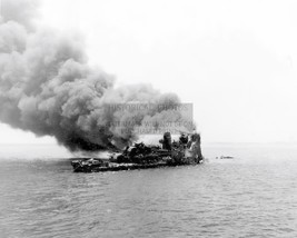 Uss Longshaw Fletcher Class Destroyer Burning At Okinawa WW2 Wwii 8X10 Photo - £8.45 GBP