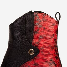The Saturn Red Pythn Leather Block Heel Women Boot image 10
