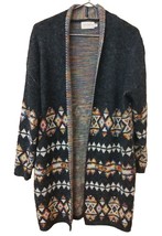 DREAMERS Cardigan Womens Xl Open Front Long Aztec Tribal Cardigan Gray - £13.52 GBP