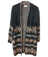 DREAMERS Cardigan Womens Xl Open Front Long Aztec Tribal Cardigan Gray - £13.53 GBP