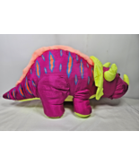 Vintage Stuffins Retro Dinosaur Pink Yellow Nylon Stuffed Animal Puffalu... - $19.95