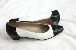 Salvatore Ferragamo 10 Aa Low Pumps Classic Black &amp; White Calf Leather Shoes Euc - £77.40 GBP