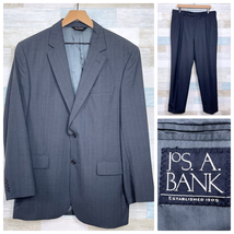 Jos A Bank Wool Pinstripe Suit Charcoal Gray Mens 42L Jacket 36R Pleated... - £85.54 GBP