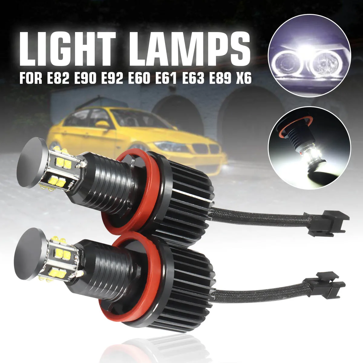 2X 120W H8 LED Angel Eye Halo Ring Light Bulb Xenon White Headlight for BMW E82 - £34.90 GBP