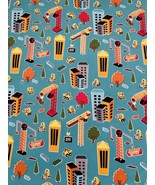 Riley Blake Construction Cranes and Sky Scrappers Cotton Fabric on Blue ... - $6.96 CAD