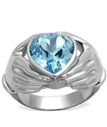 RING CELTIC High polished Stainless Steel with Top Grade Blue Crystal TK... - $737.84 MXN