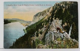 Columbia River from St. Peter&#39;s Dome, Castle Rock, Man On Cliff  Postcard L10 - $8.95