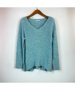 Style &amp; Co Womens Plus 3X Green White V Neck Long Sleeve Cotton Sweater ... - $10.29