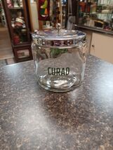 Vtg Curad Glasco Medical Bandage Jar Glass Apothecary 4" Canister Chrome... - $44.54