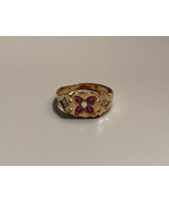 Antique Gold Ring Edwardian Victorian 18k Diamonds Pink Rubies? 3.06g Si... - £217.05 GBP