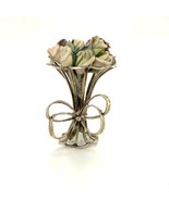 Vintage Sterling Sign ama Handmade Carved Flower Bouquet Vase Figure Min... - $67.12 CAD