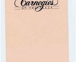 Carnegie&#39;s at the Plaza Menu W McCarty Jefferson City Missouri  - £14.24 GBP