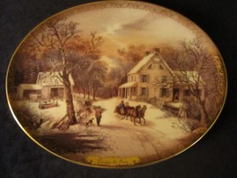 American Homestead Winter Collector Plate Currier &amp; Ives Christmas 2 Sleigh Ride - £14.93 GBP