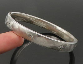 BEAU 925 Sterling Silver - Vintage Etched Stars Shiny Bangle Bracelet - ... - £68.52 GBP