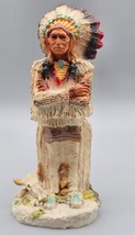 Native American Indian Chief w/Headdress Poly Stone Figurine/Sculpture - £14.93 GBP