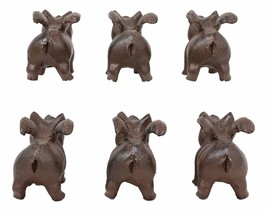 Cast Iron Small Whimsical Flying Pig Angel Hog Statue Paperweight Decor Set of 6 - £31.16 GBP