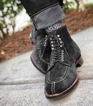 Magnificiant Black Tone Split Toe Suede Leather Mens High Ankle Lace Up ... - £127.88 GBP