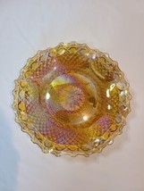 Vintage Carnival Indiana Glass Bowl Dish Marigold Amber Rainbow Iridescent Retro - £11.37 GBP