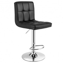 Adjustable Swivel Bar Stool with PU Leather-Black - Color: Black - $2,589.52 MXN