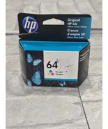 Genuine HP 64 Tri-Color Ink Cartridge Cyan Yellow Magenta EXP 09/22 New - $17.89 CAD