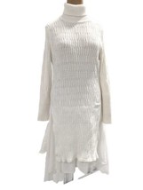 Cable Knit White Sweater Dress Size S/M Ruffles Turtleneck Chiffon Chic ... - £58.42 GBP