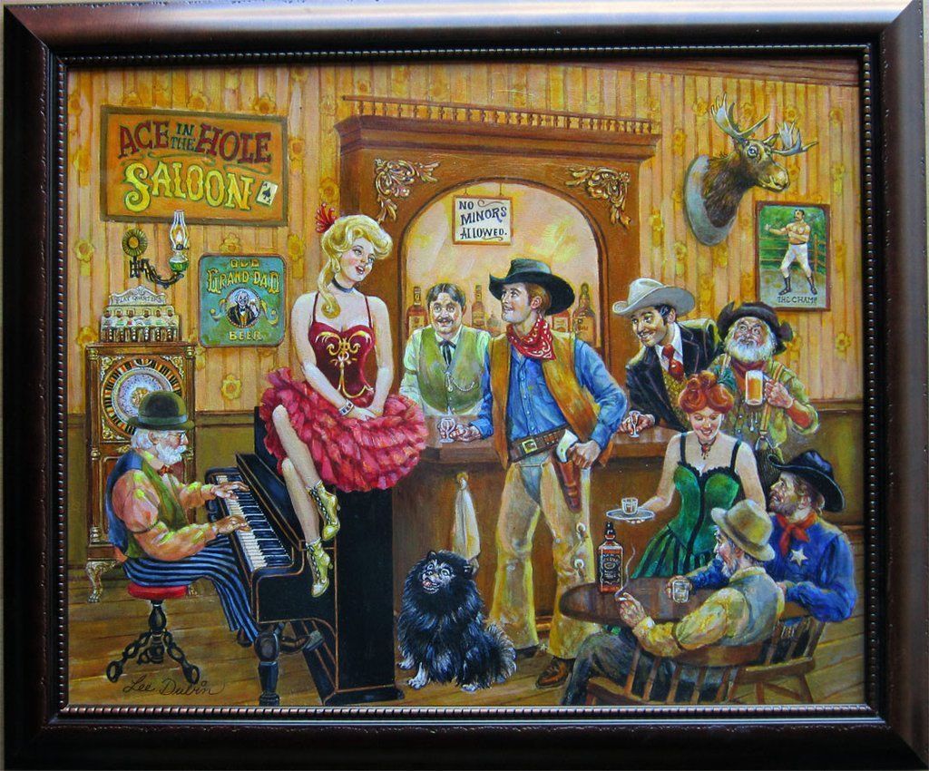 Lee Dubin Framed Original Oil Painting Western Saloon