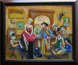 Lee Dubin Framed Original Oil Painting &quot;Western Saloon&quot; - £10,053.45 GBP