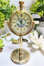 Antique Brass Desk Table Clock Mechanical Vintage Table Top Decorative Gift - $32.25
