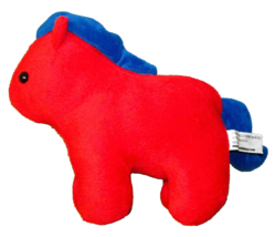 Beverly Hills Red Horse Plush Pony Blue Mane 9" Stuffed Animal Teddy Bear Co. - £6.93 GBP