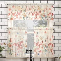 Rosalind Watercolor Floral Semi-Sheer Rod Pocket Kitchen Curtain Valanc - £21.71 GBP