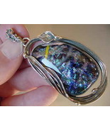 (#D-702) DICHROIC Fused GLASS silver Pendant BLUE WHITE PINK WOW - $2,162.06 MXN